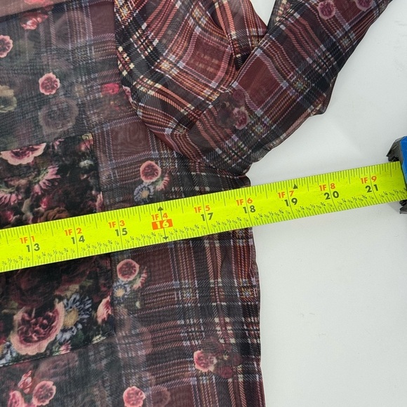 ABS Allen Schwartz Sheer Floral Long Sleeve Button Up Blouse - Picture 6 of 9